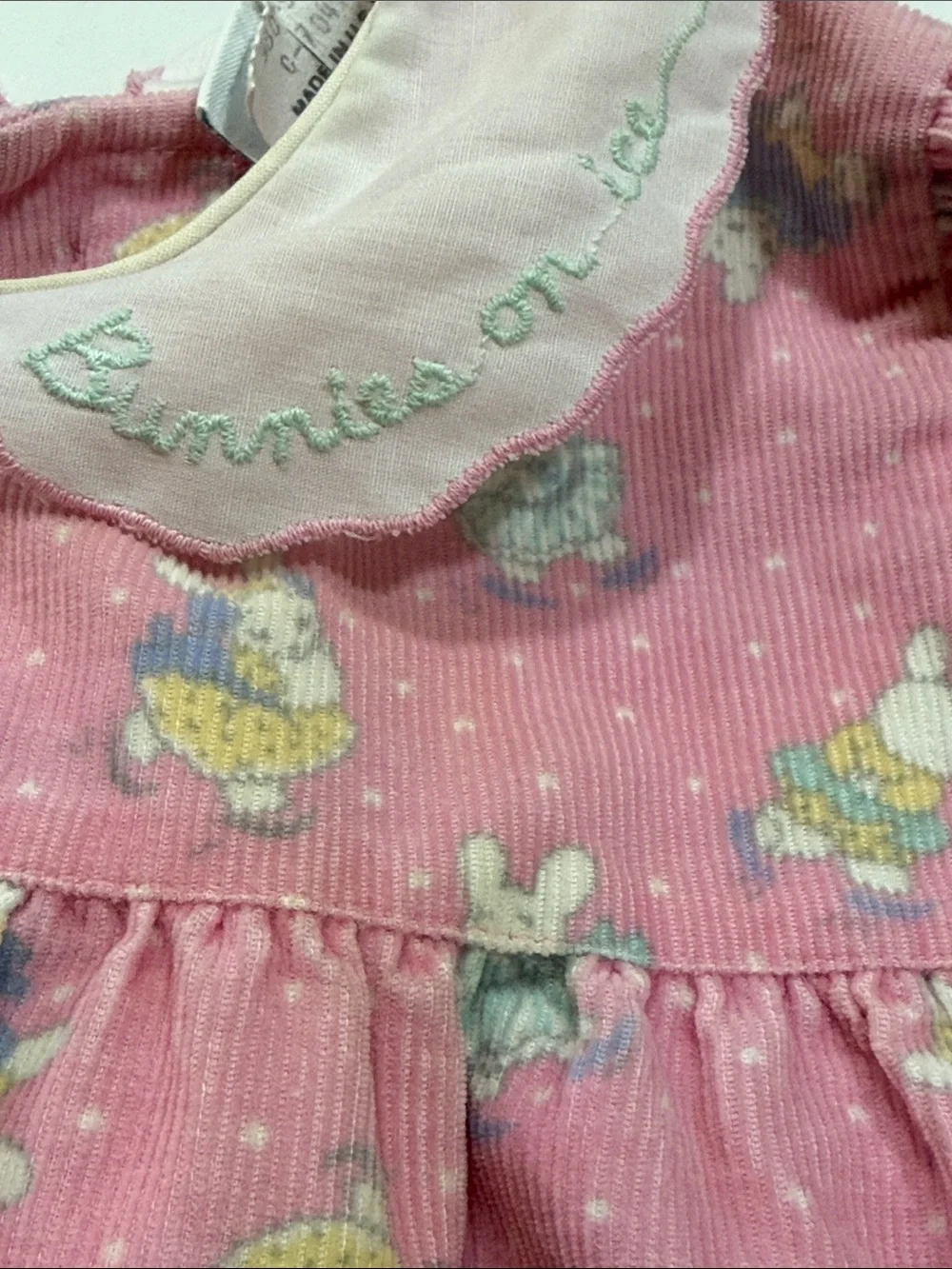 OshKosh B'gosh Pink CorduroyTiered 1987 Dress & Bunnies On Ice” Collar 3 Toddler